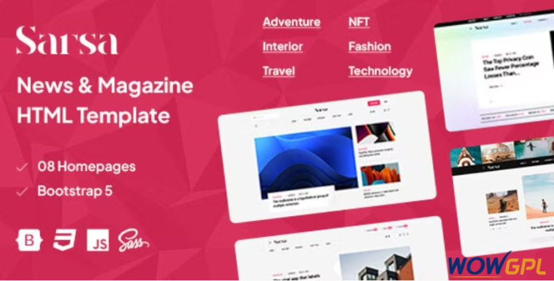 Sarsa News Magazine HTML Template