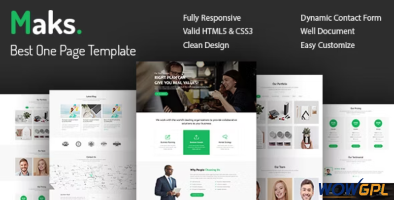 Maks Onepage Multipurpose Responsive HTML5 Template