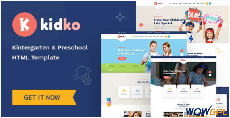 Kidko Kindergarten Baby Care HTML Template