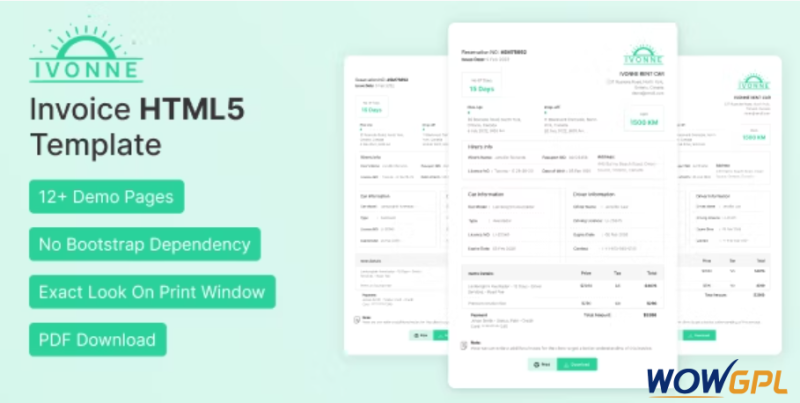 Ivonne - Invoice HTML Template