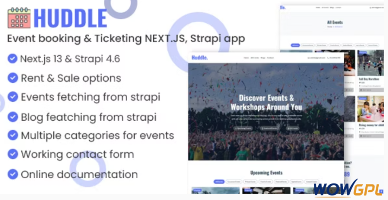 Huddle Event booking Ticketing NEXT.JS Strapi app