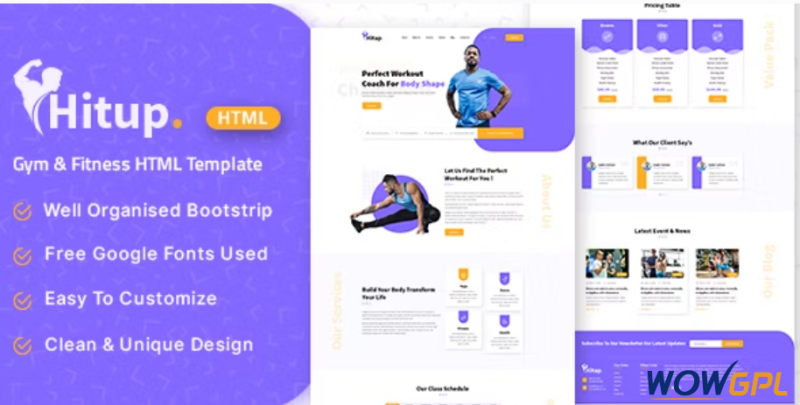 Hitup Fitness and Gym HTML Template