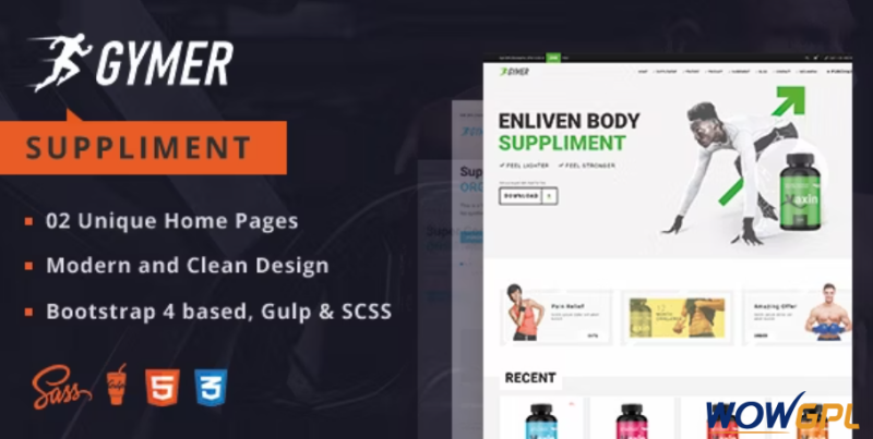 Gymer Health fitness medicine ecommerce html template