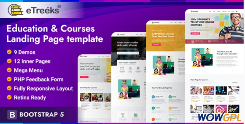 eTreeks Online Courses Education Landing Page Template