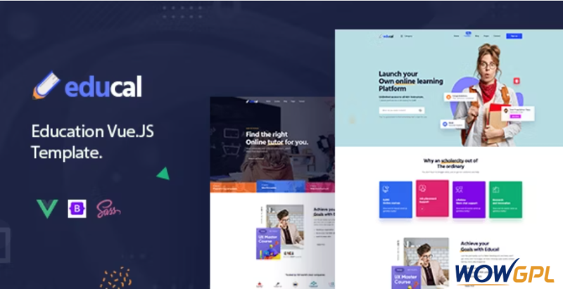 Educal Online Learning and Education Vue js Template RTL