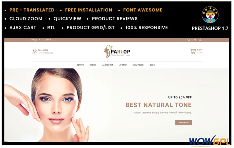 Parlop Cosmetics Store PrestaShop Theme