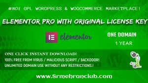 Elementor Pro WordPress Plugin Original License key Included (Single Domain)