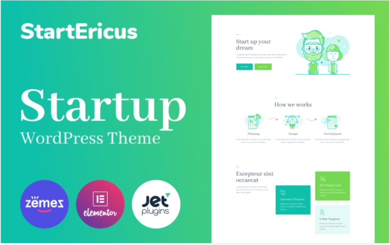 StartEricus - Clean and Minimalistic Startup Landing Page WordPress Theme