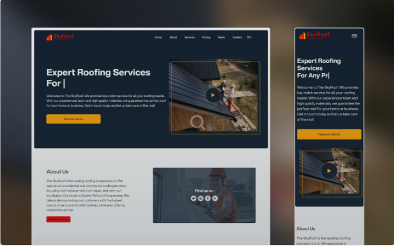SkyRoof - Elevate Your Roofing Business with this HTML Template Website Template