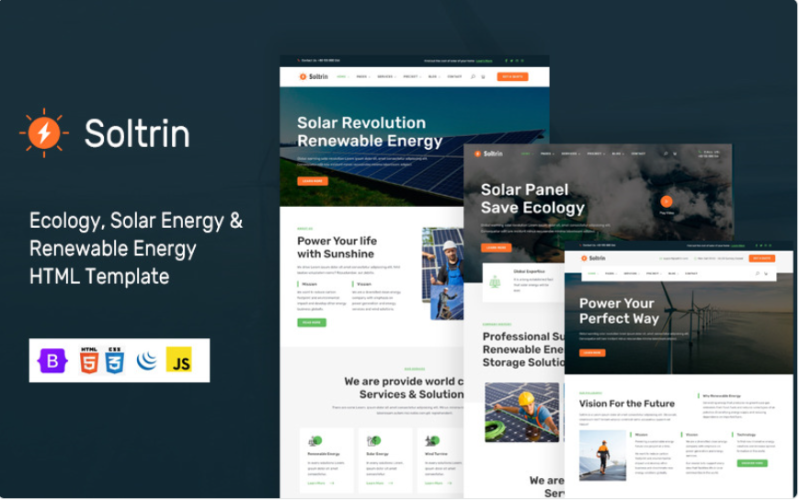 Soltrin - Solar & Renewable Energy HTML Template Website Template