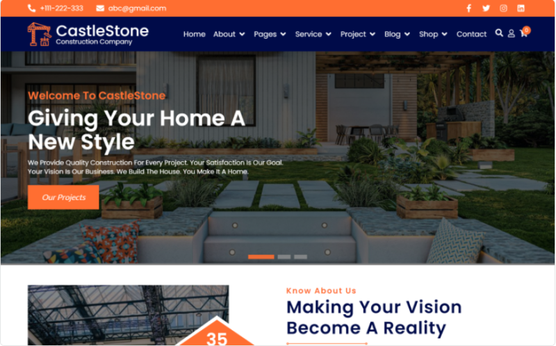 CastleStone - Construction Company React Website Template
