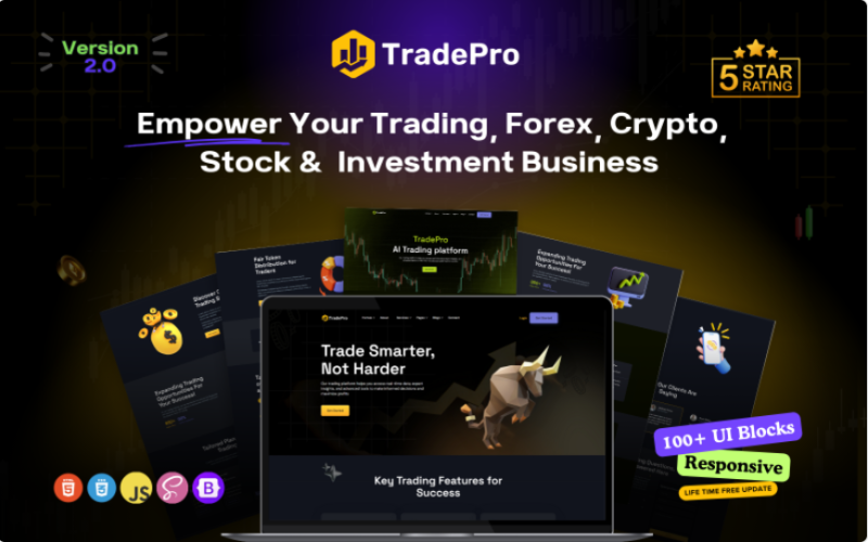 TradePro - The Ultimate HTML Template for Trading, Forex, Cryptocurrency, and Investment Website Template
