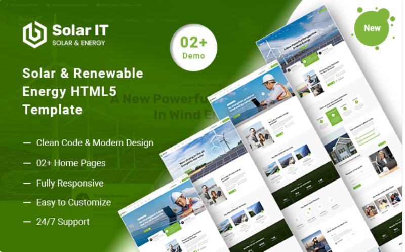 Solar-IT – Solar Renewable Energy HTML5 Template Website Template
