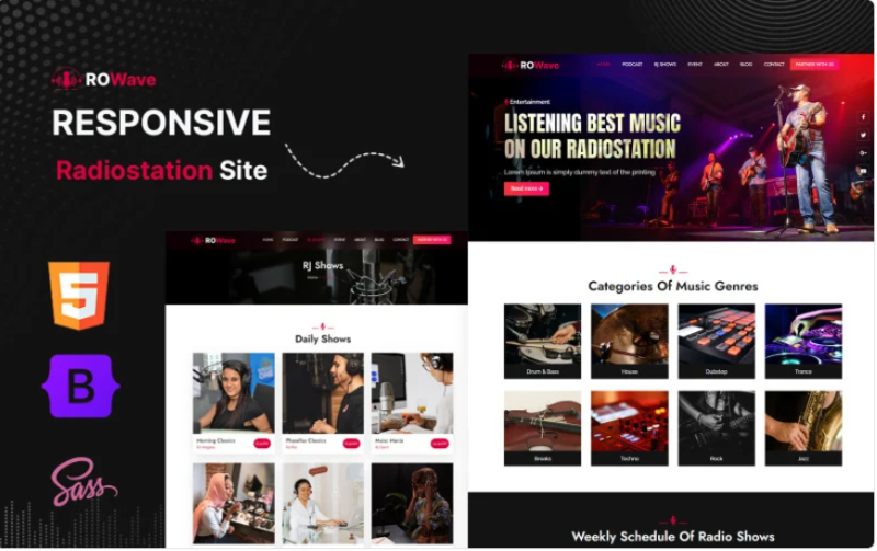 RoWave - Radio Station Podcast Radio Jockey HTML5 Website Template