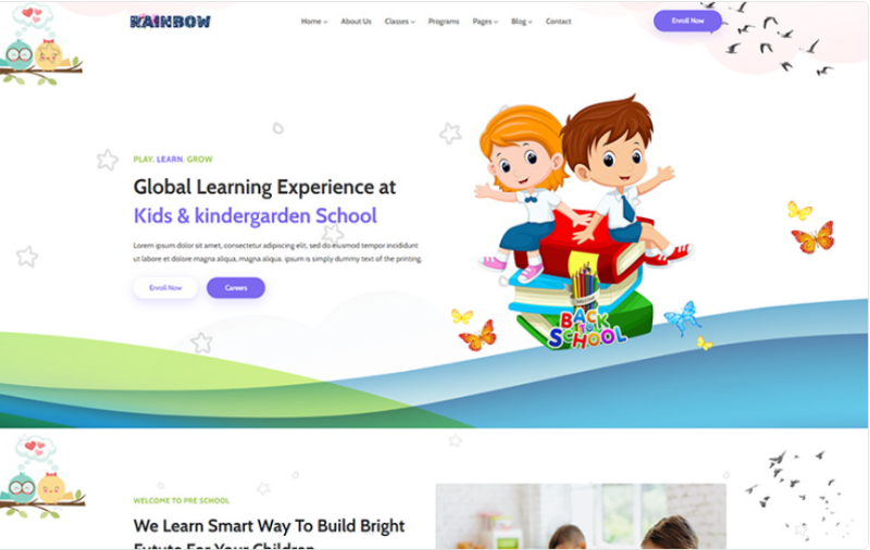 Rainbow - Kids & Kindergarten Pre-School HTML5 Website Template