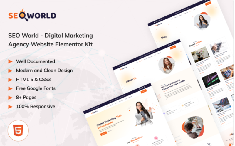 SEO World - Digital Marketing Agency HTML Template Website Template