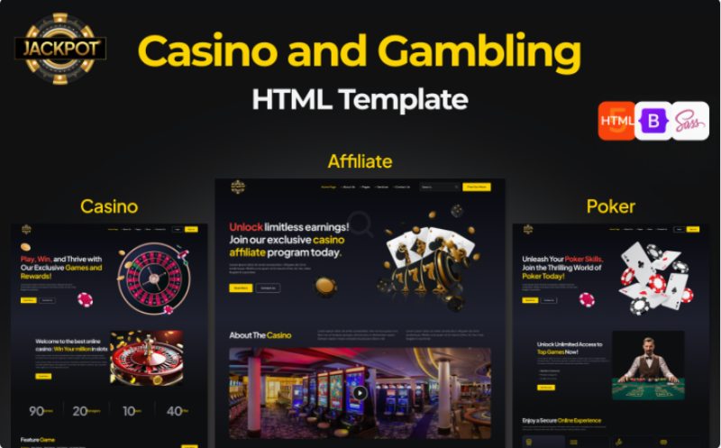 JACKPOT: Online Casino Affiliate , Gambling and Betting HTML Website Template