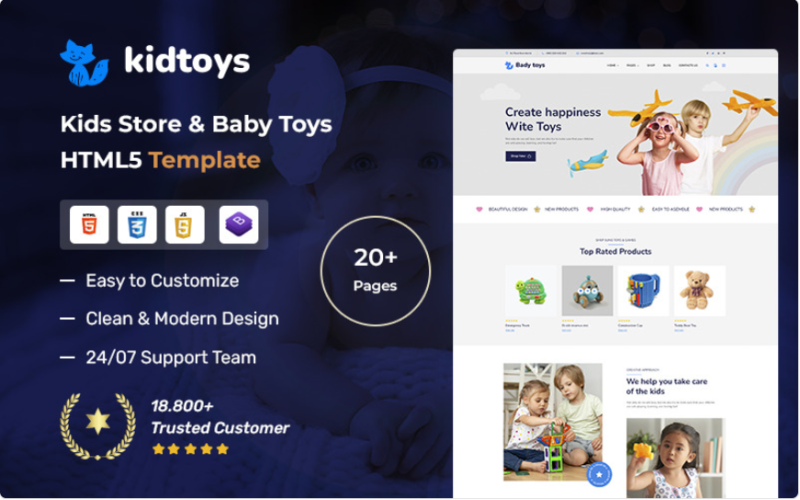Kidstoys – Kids Store & Baby Toys eCommerce HTML5 Template Website Template