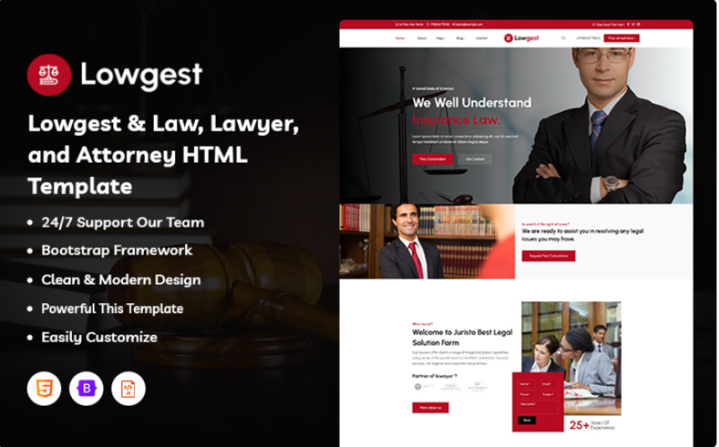 Lowgest – Law, Lawyer, and Attorney Website Template