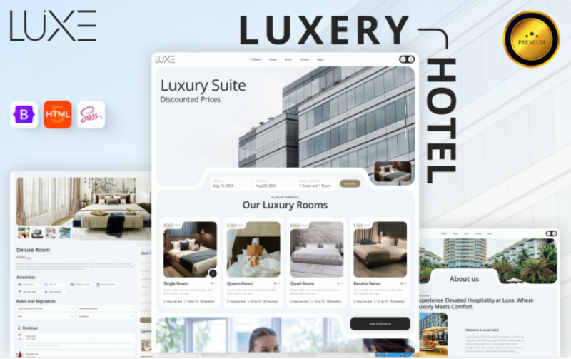 LUXE - Premium Luxury Hotel Booking Bootstrap HTML Website Template