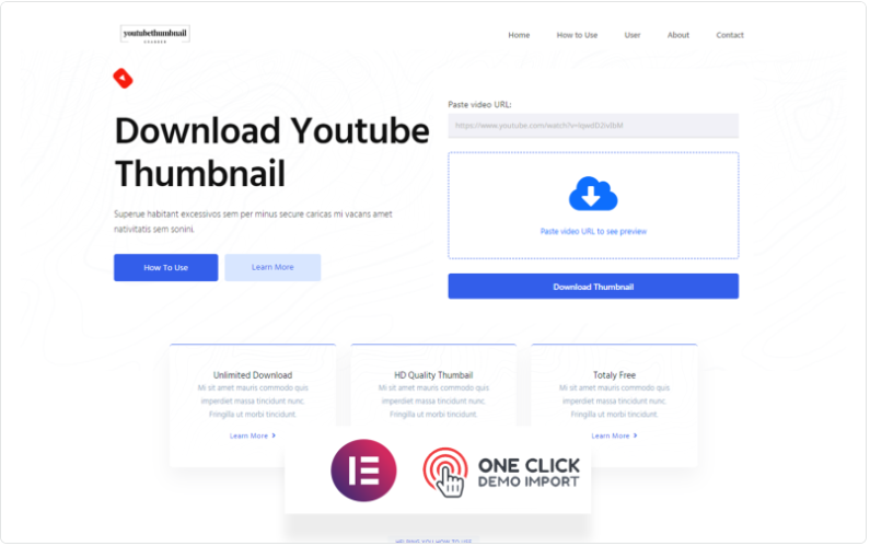 Youtube thumbnail Grabber - Youtube thumbnail Downloader One Page WordPress Theme