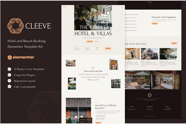 Cleeve - Hotel and Resort Booking Elementor Template Kit