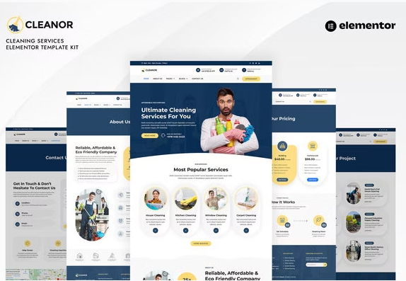 Cleanor - Cleaning Services Elementor Pro Template Kit
