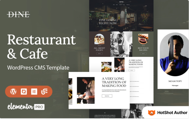 Dine - Restaurant And Cafe WordPress Elementor Theme WordPress Theme