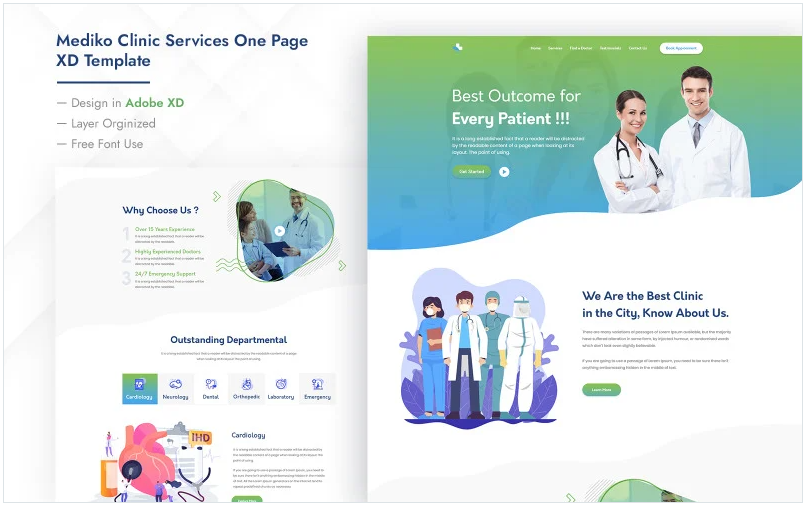 Mediko Clinic Services One Page HTML Template