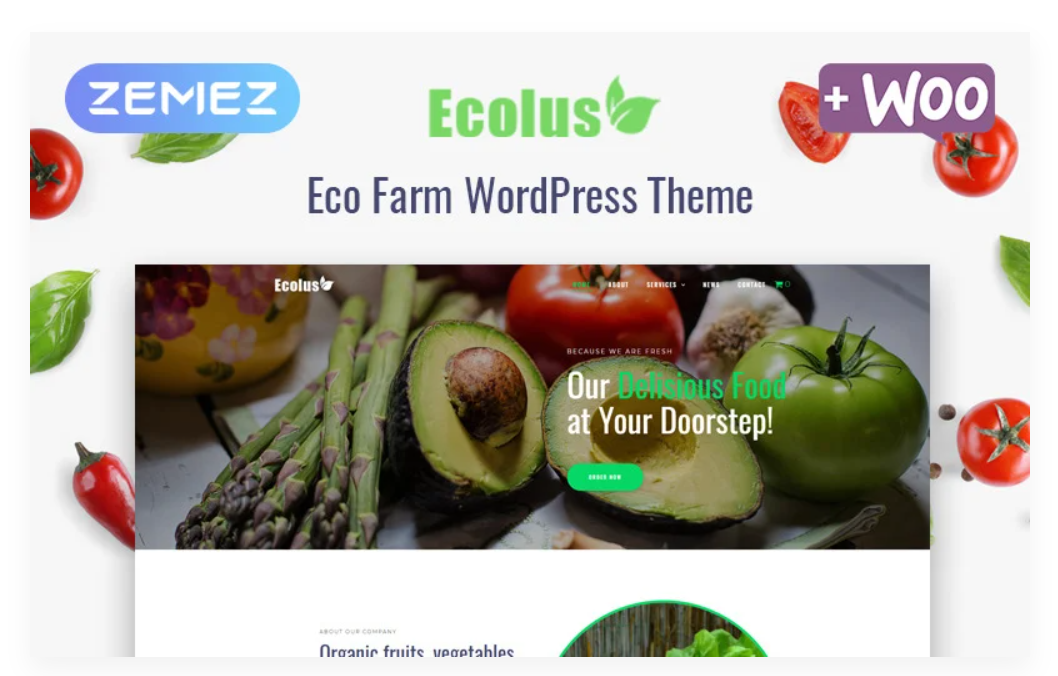 Ecolus - Organic Food Delivery ECommerce Modern Elementor WordPress Theme