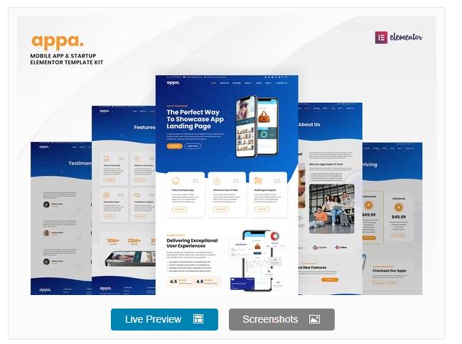 Appa - Mobile App & Startup Elementor Template Kit