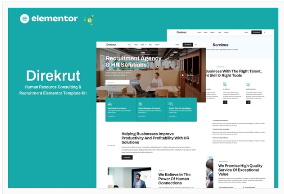 Direkrut - Human Resource Consulting and Recruitment Elementor Template Kit
