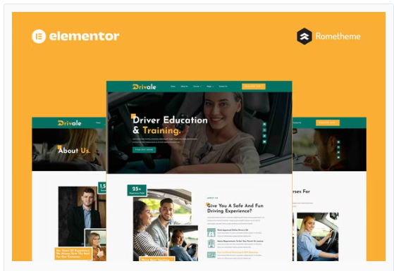 Drivale - Driving School Elementor Pro Full Site Template Kit