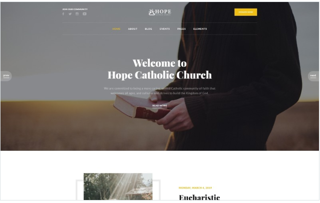Hope - Catholic Church Multipage Modern HTML Website Template