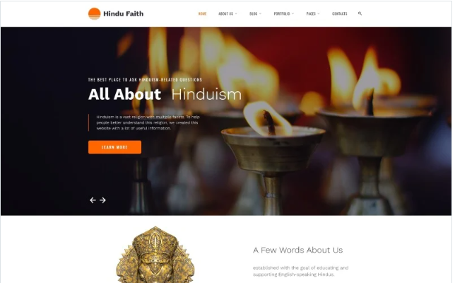 Hindu Faith - Hinduism Multipage Modern HTML Website Template