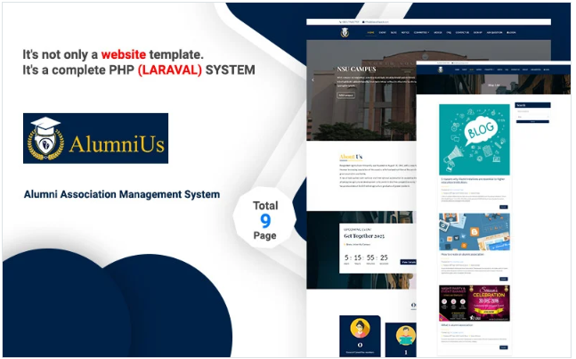 Alumnius- Laravel Association Management System Website Template