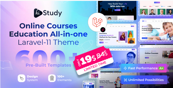 HiStudy - Online Courses & Education Laravel 11 Template