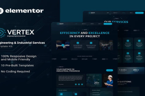 Vertex - Engineering & Industrial Services Elementor Template Kit 1.0