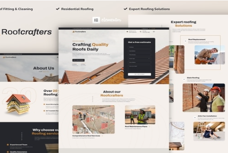 Roofcrafters - Roofing Company Elementor Pro Template Kit 1.0