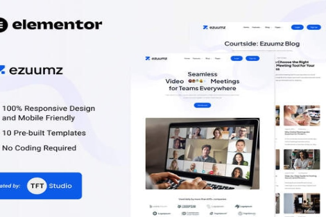 Ezuumz - Video Conferencing & Webinar App Elementor Template Kit 1.0