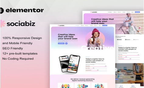 SociaBiz - Digital Marketing Agency Elementor Pro Template Kit1.0