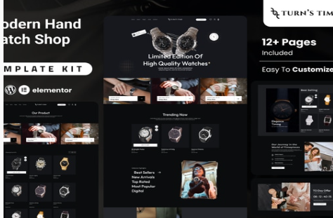 Turnstime - Modern Hand Watch Shop eCommerce Elementor Pro Template Kit 1.0