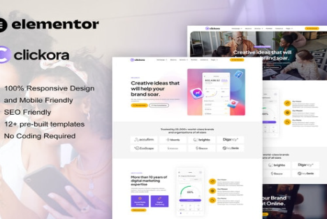 Clickora - Digital Marketing Agency Elementor Template Kit 1.0
