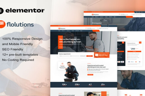 Flolution - Plumber & Repair Service Elementor Template Kit 1.0