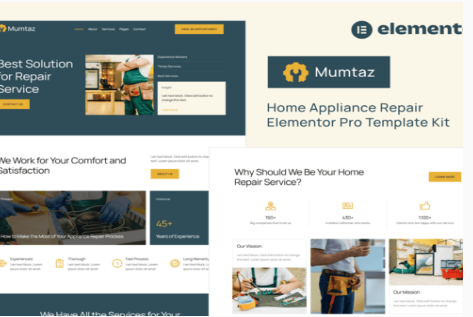 Mumtaz - Home Appliance Repair Elementor Pro Template Kit 1.0
