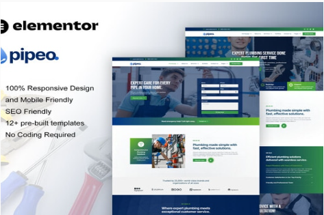 Pipeo - Plumbing Service Elementor Pro Template Kit 1.0