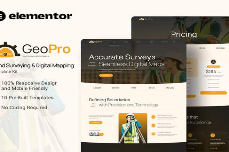 Geopro - Land Surveying & Digital Mapping Elementor Template Kit 1.0