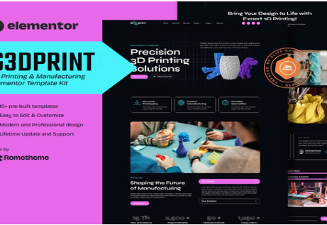 G3DPrint - 3D Printing & Manufacturing Elementor Template Kit 1.0