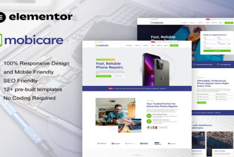 MobiCare - Mobile Phone & Computer Repair Elementor Pro Template Kit 1.0
