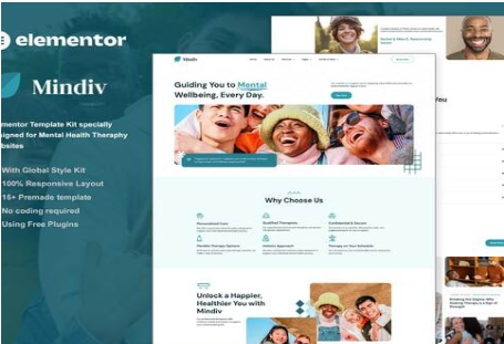 Mindiv - Mental Health Therapy Elementor Template Kit 1.0